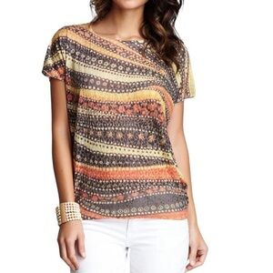 GO Couture Crewneck Printed T-Shirt in Camel Size XL NWOT